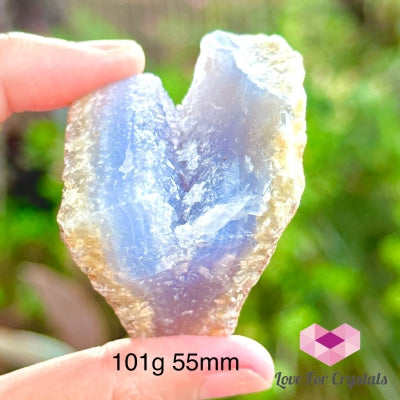 Blue Lace Agate Raw (Brazil)With Stand 101G 55Mm Crystals