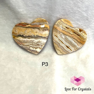 Crazy Lace Agate Hearts (Handcarved) P3 Pair Of Carved Crystal