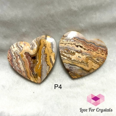 Crazy Lace Agate Hearts (Handcarved) P4 Pair Of Carved Crystal