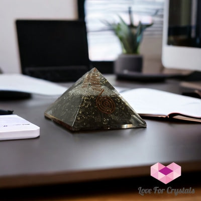 Epidote With Clear Quartz Point Orgonite Pyramid 75Mm (Anti Curse & Protection) Orgonites