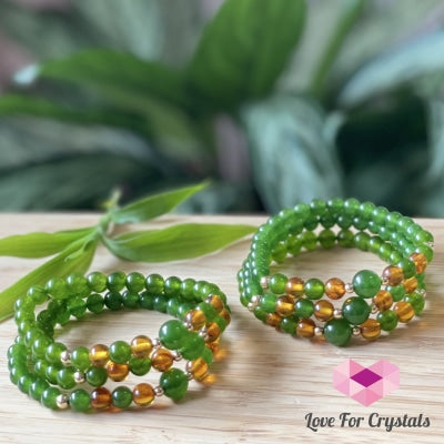 Career Luck Crystal Bracelet (Amber Taiwan Jade 14K Gold-Filled Beads) Audreys Remedy Bracelets &