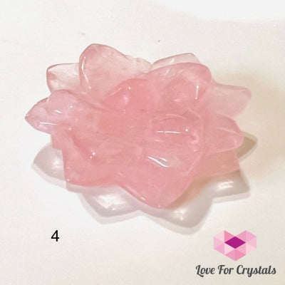 Lotus Flower-Carved Rose Quartz Crystal Carved