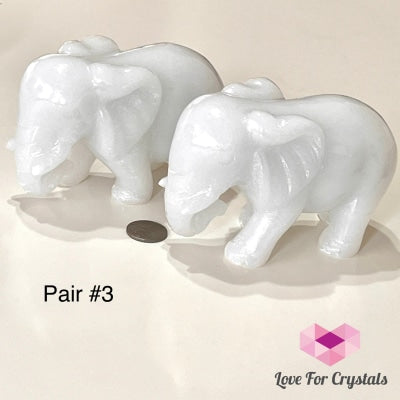 White Jade Elephant (Per Pair) 4-5 Pair #3