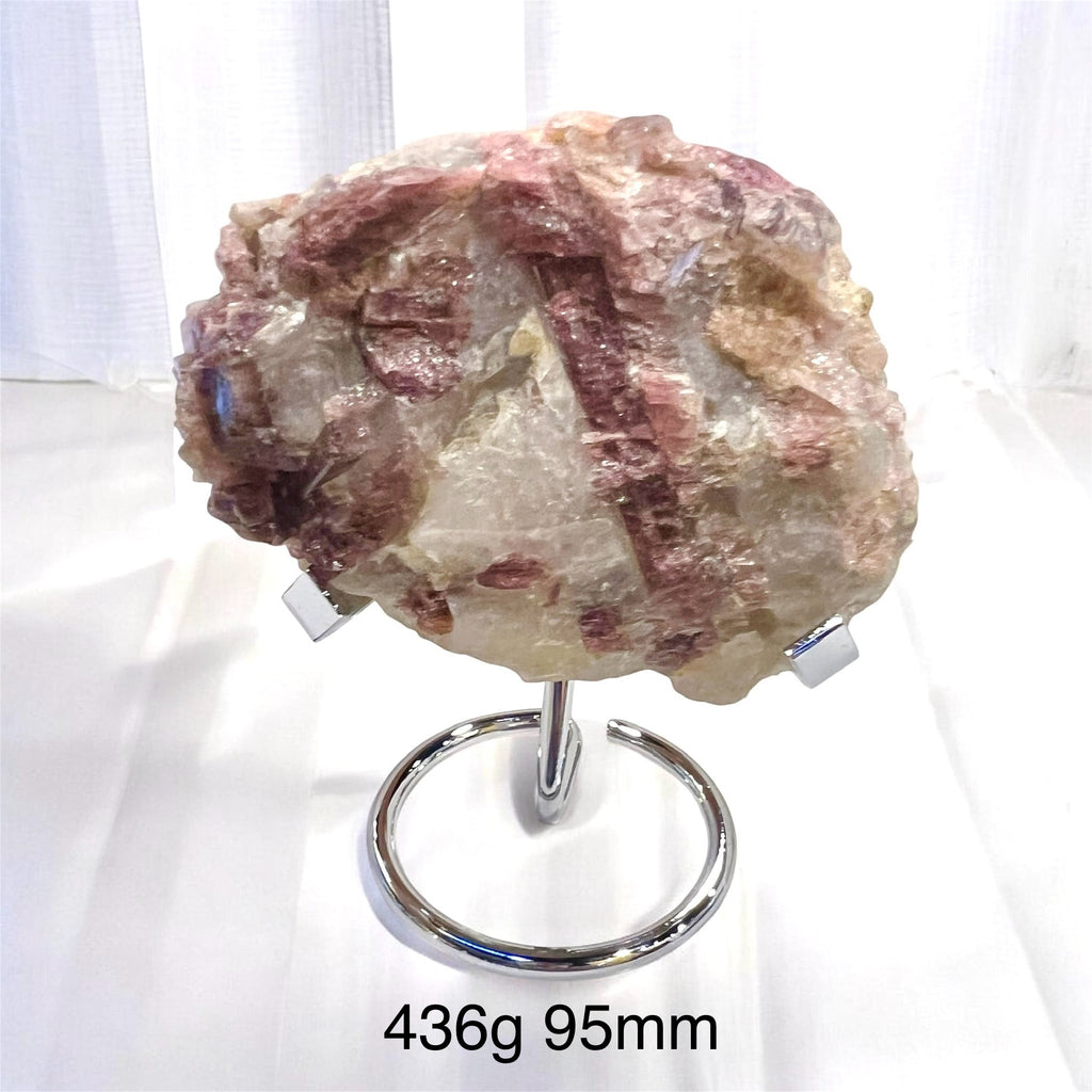Pink & Green Tourmaline Natural Raw with Metal stand Brazil