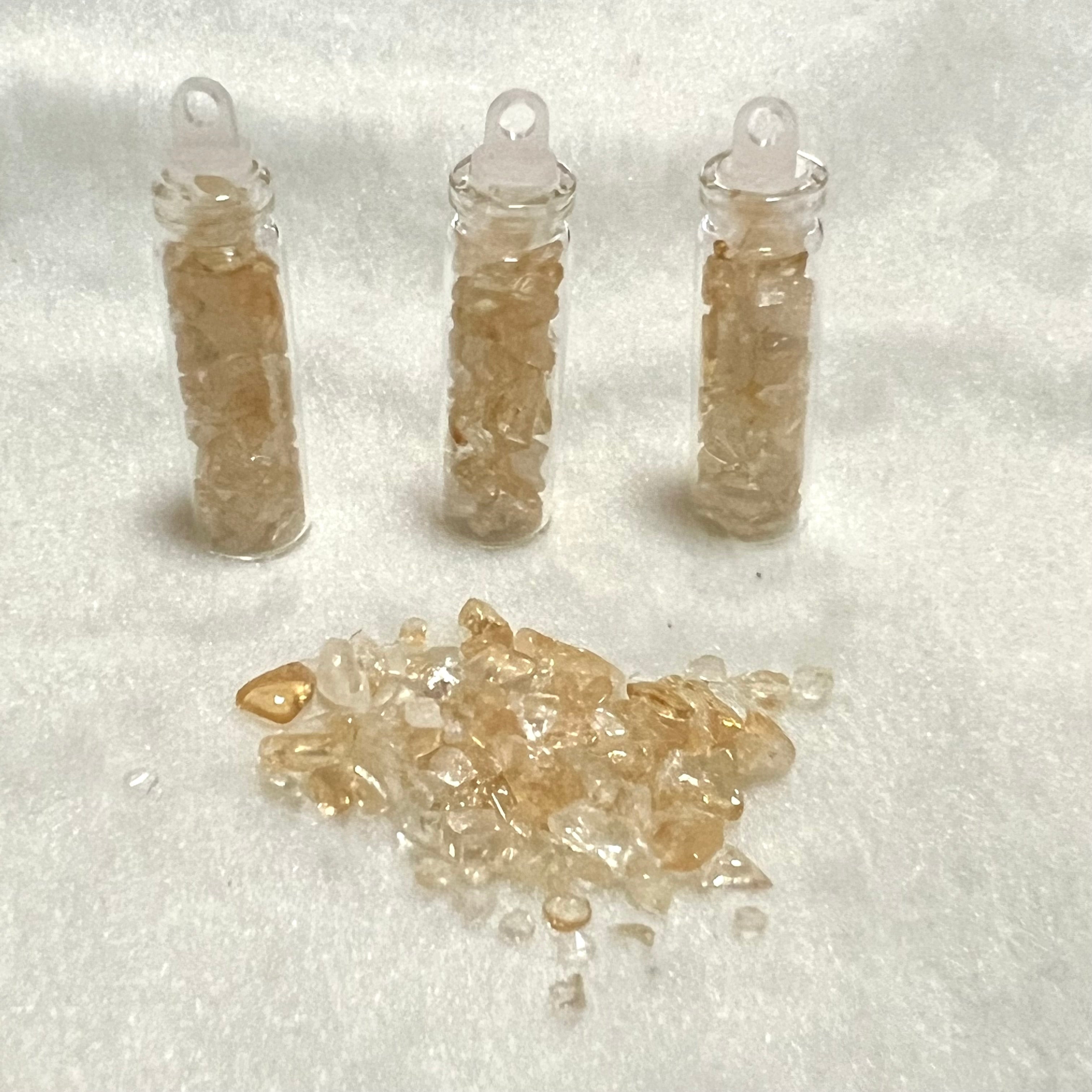 Citrine Small Chips in a mini glass bottle