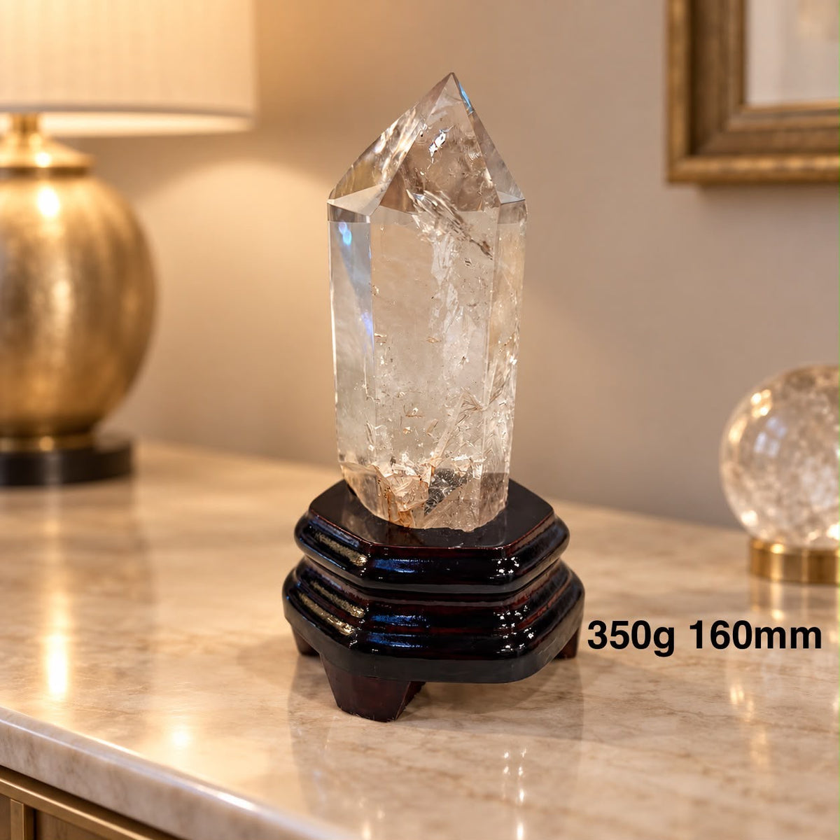 Clear Quartz Tower Anchor Point with Stand (Premium AAA Grade)Brazil