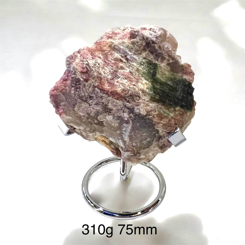 Pink & Green Tourmaline Natural Raw with Metal stand Brazil