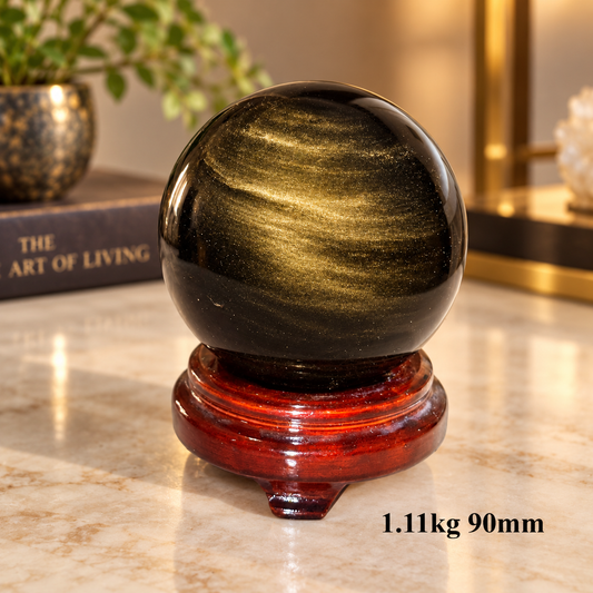 Golden Sheen Obsidian Large Sphere