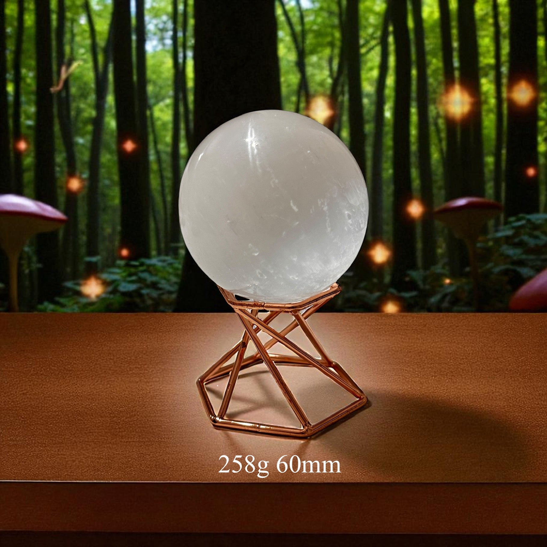 Selenite Sphere on Geometric Stand (Encoded & Blessed)