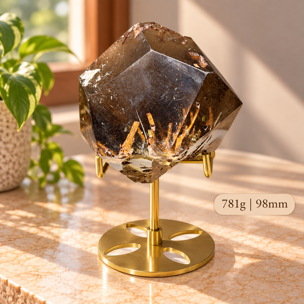 Red Epidote in Smoky Quartz (Brazil) Against Black Arts & Curses