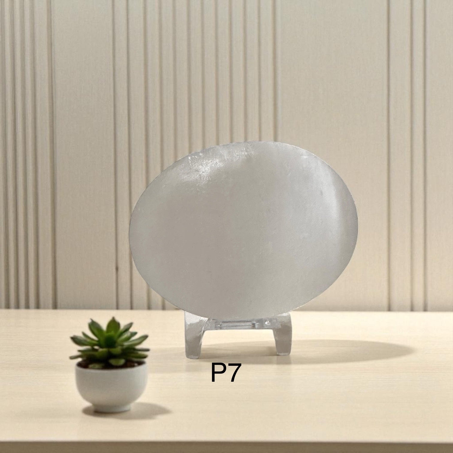 Selenite Palm Stone with stand 50mm