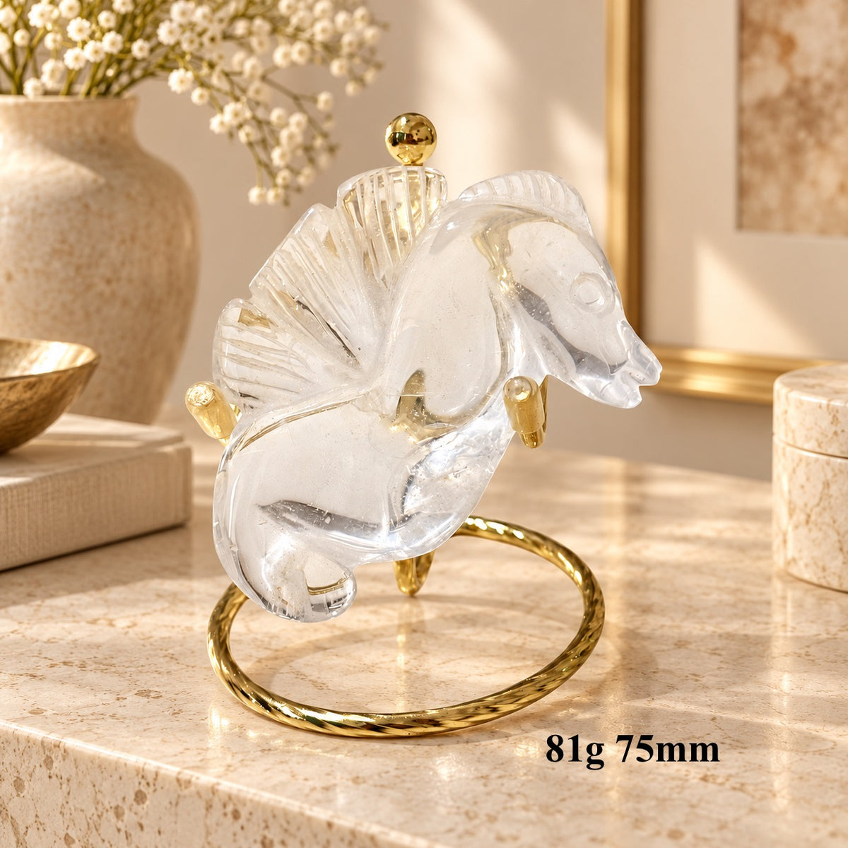 Clear Quartz Carved Seahorse