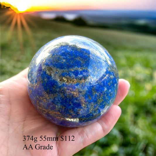 Lapis Lazuli Sphere (Sri Lanka)AA Grade with wooden stand
