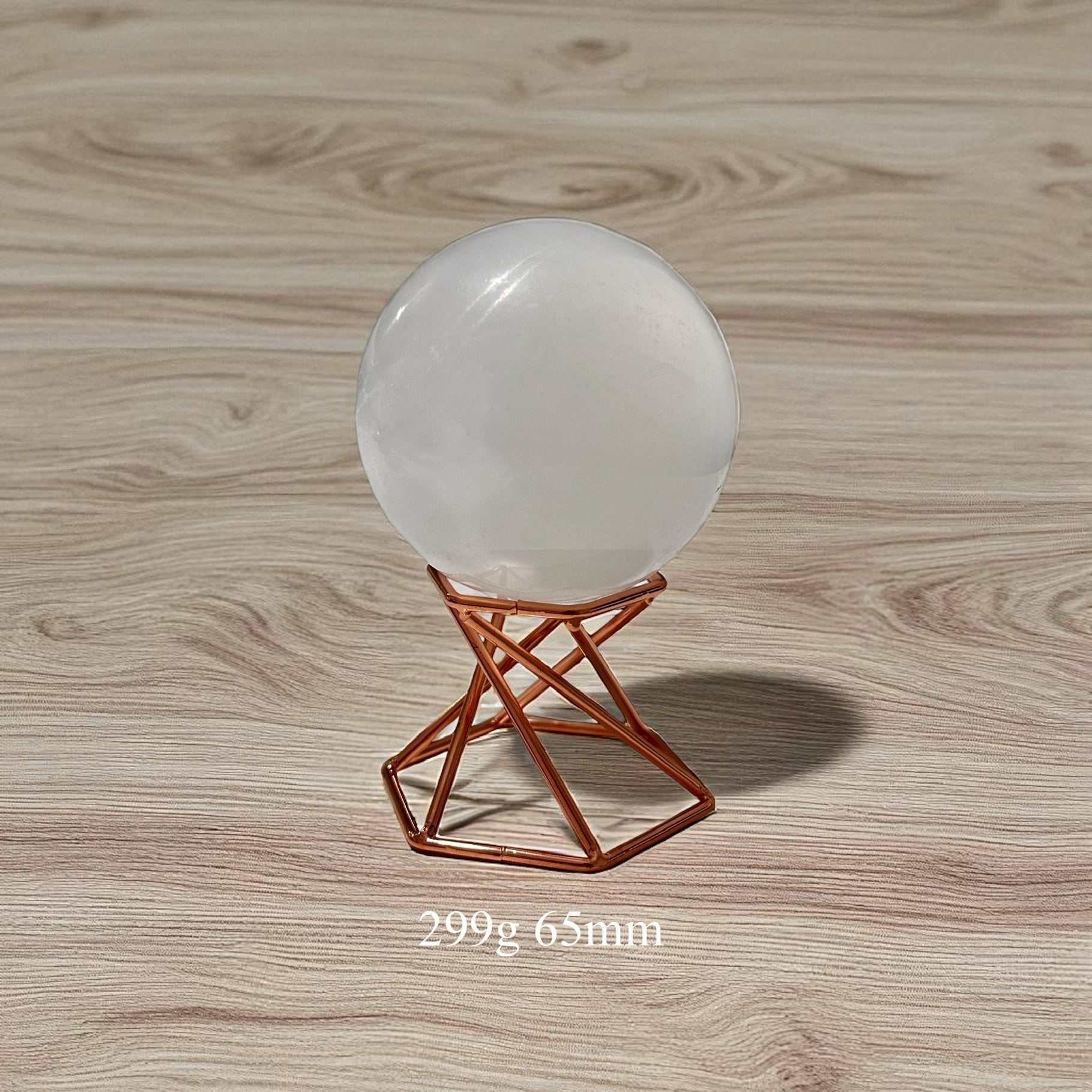 Selenite Sphere on Geometric Stand (Encoded & Blessed)