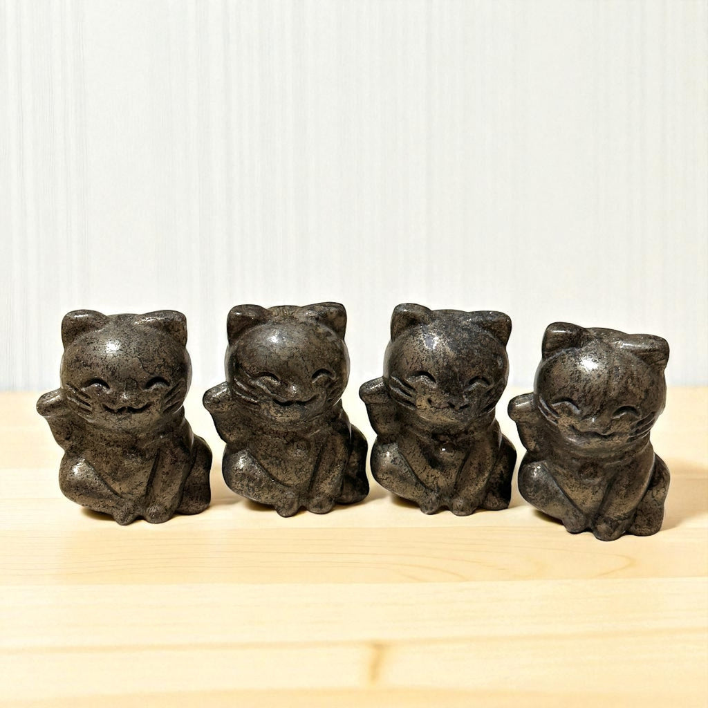 Pyrite Money Cat 55mm (Lightline Essentials) Encoded for Wealth Magnetism