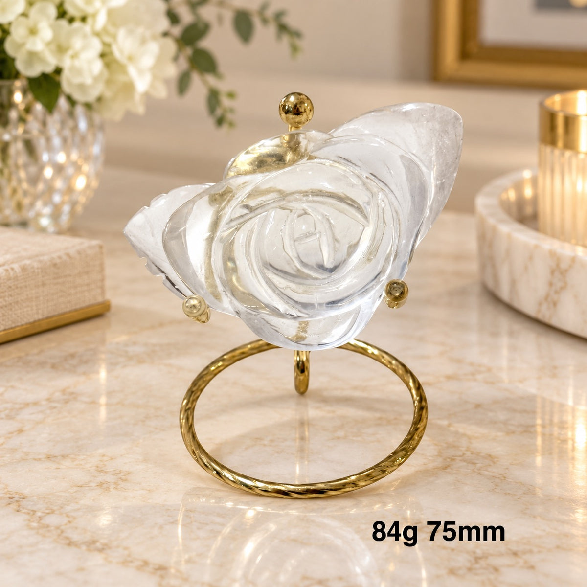 Clear Quartz Carved Roses (Beauty & Positivity)