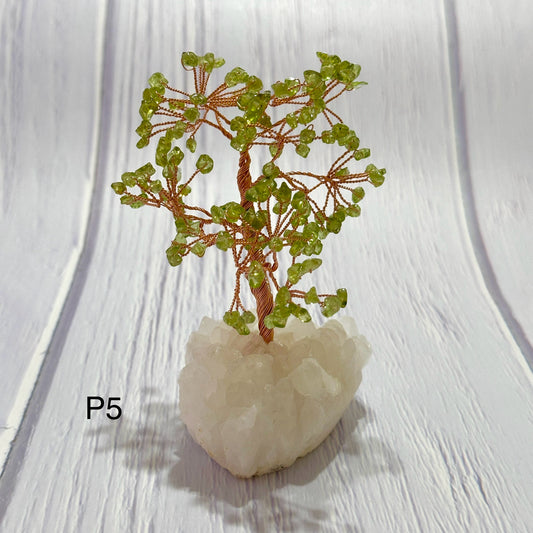 Peridot Money Tree on Clear Quartz Cluster (Money Magnet)11cm