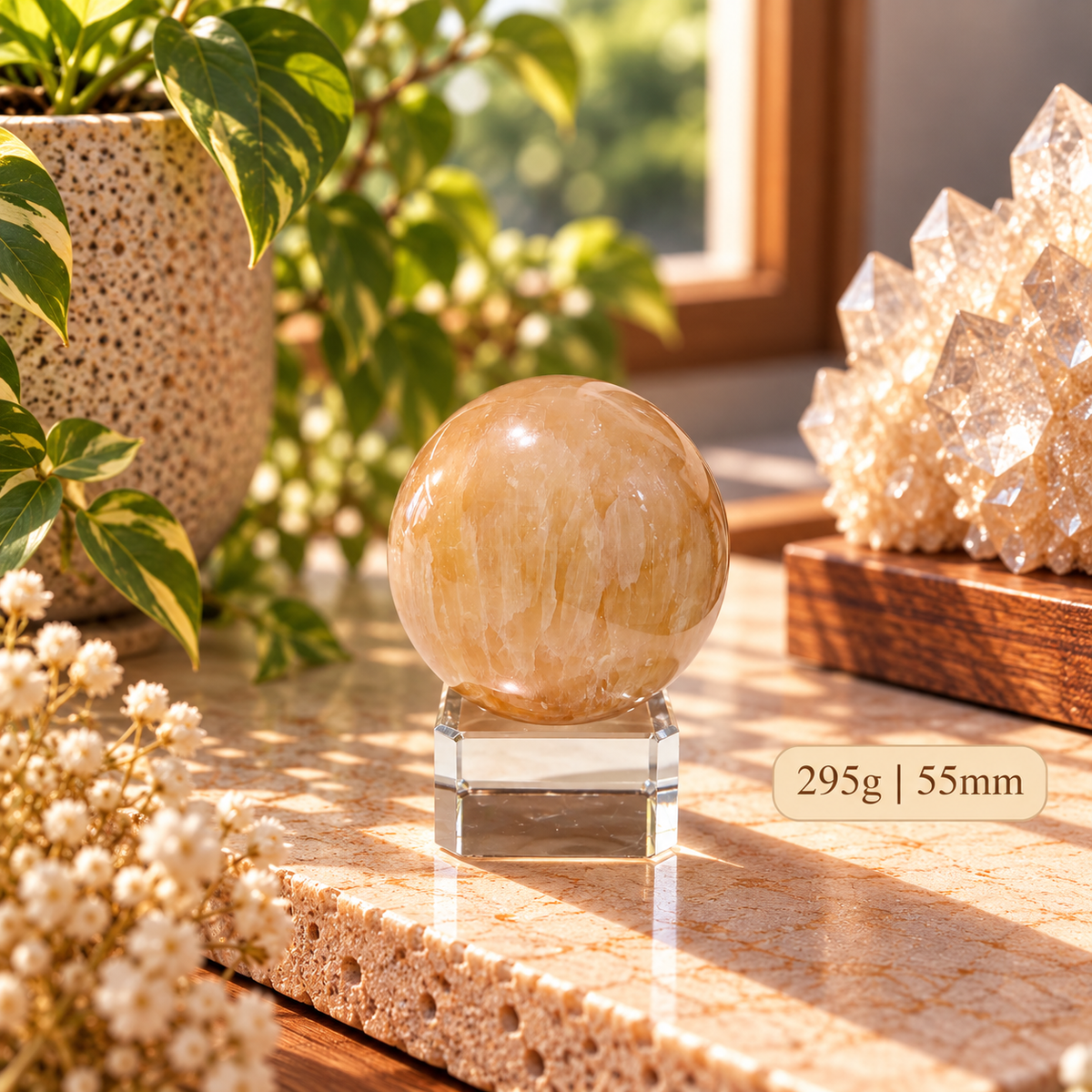 Golden Calcite Sphere (Wealth)