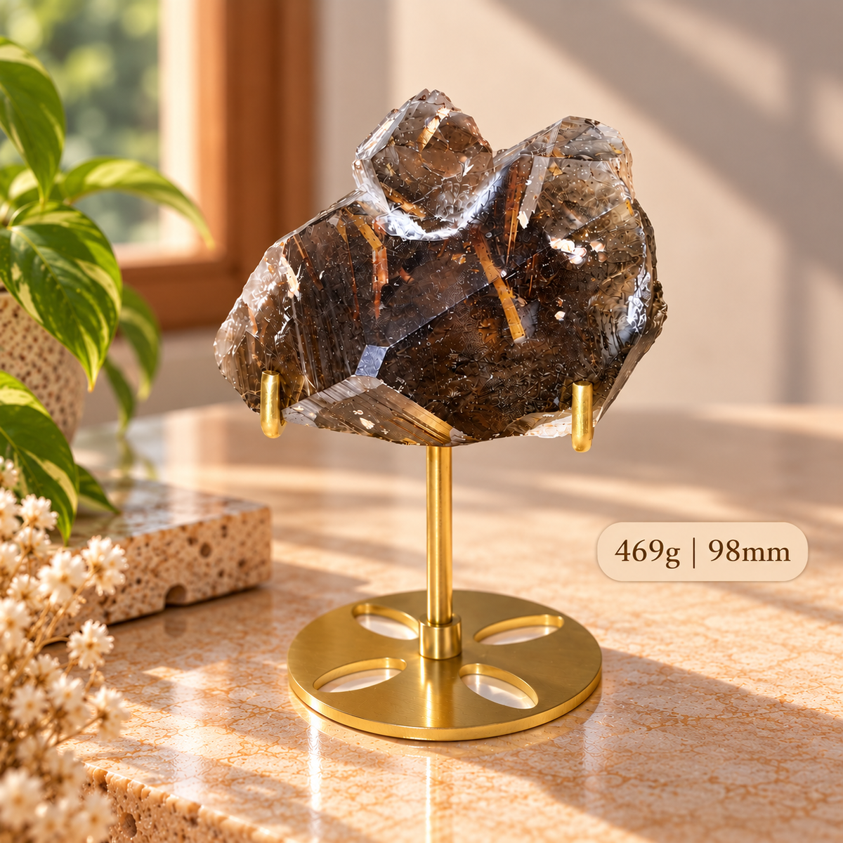 Red Epidote in Smoky Quartz (Brazil) Against Black Arts & Curses