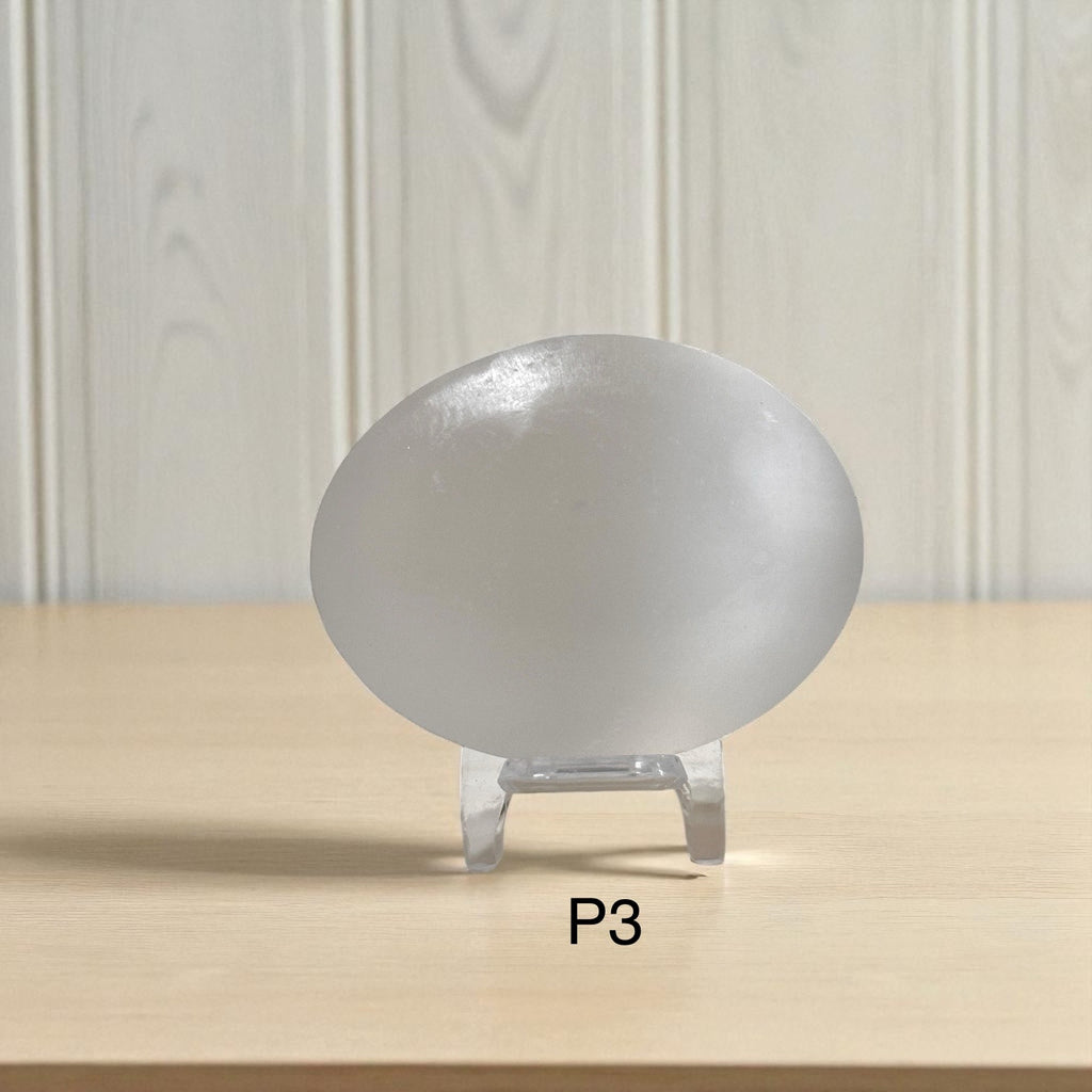 Selenite Palm Stone with stand 50mm