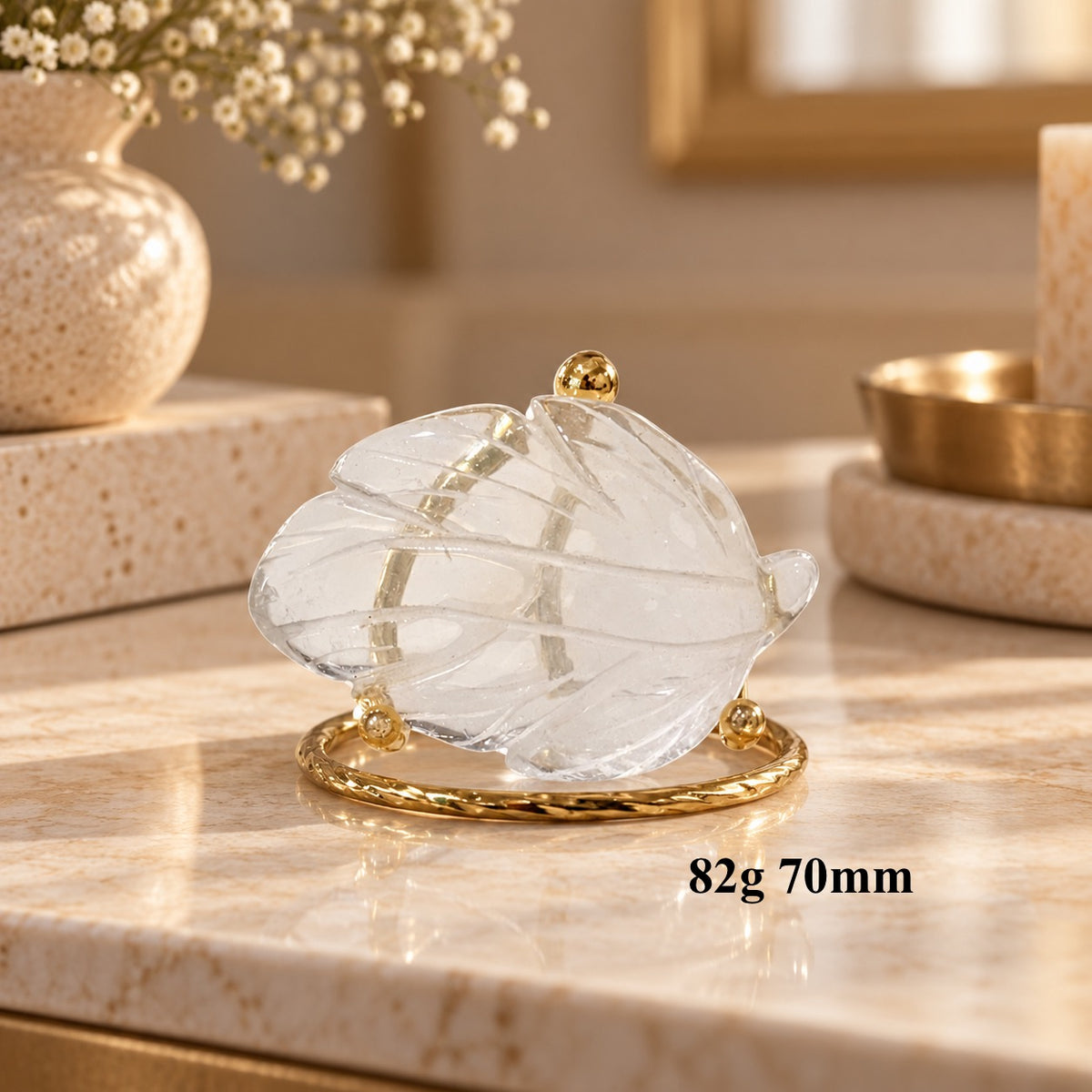 Clear Quartz Carved Leaf