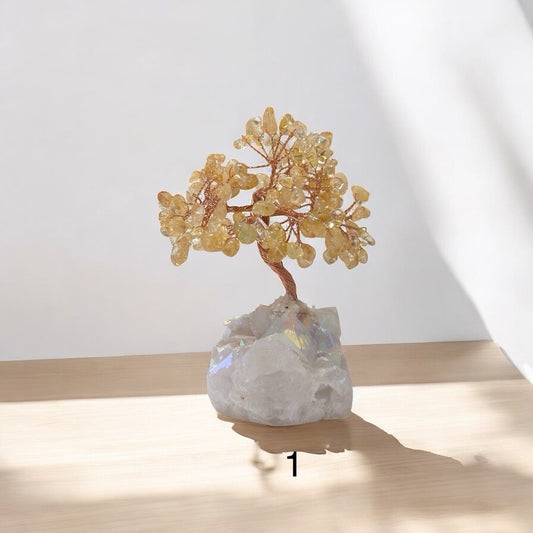Citrine Crystal Tree on Aura Quartz (Prosperous Bloom)