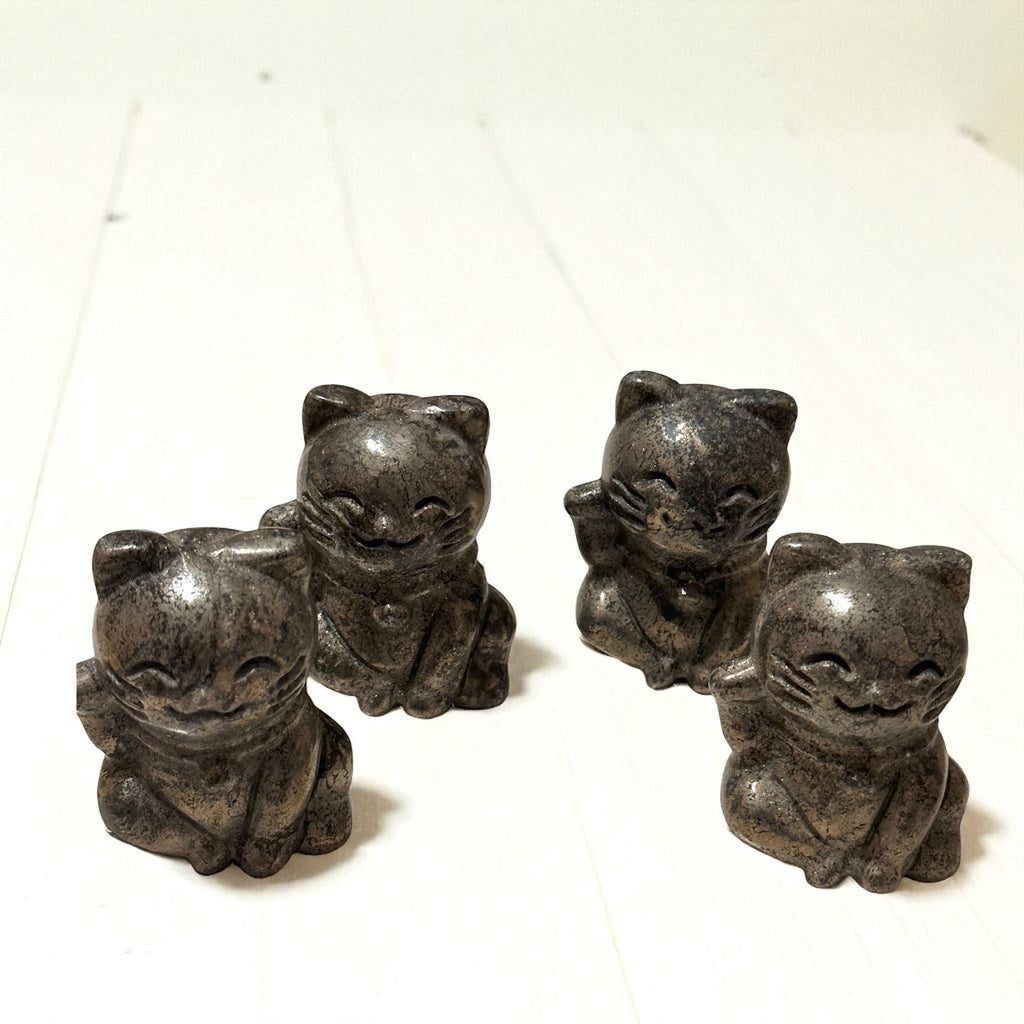 Pyrite Money Cat 55mm (Lightline Essentials) Encoded for Wealth Magnetism