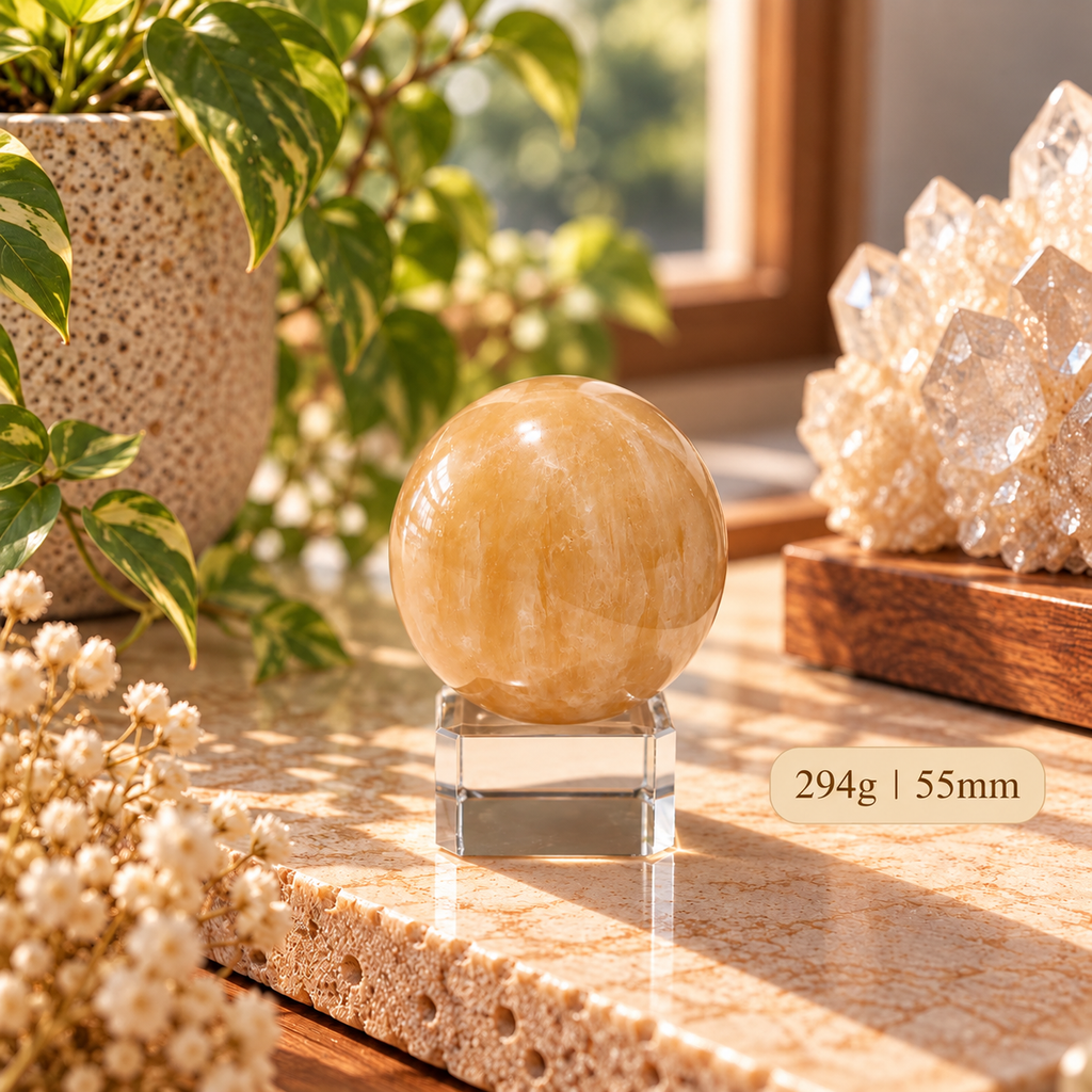 Golden Calcite Sphere (Wealth)