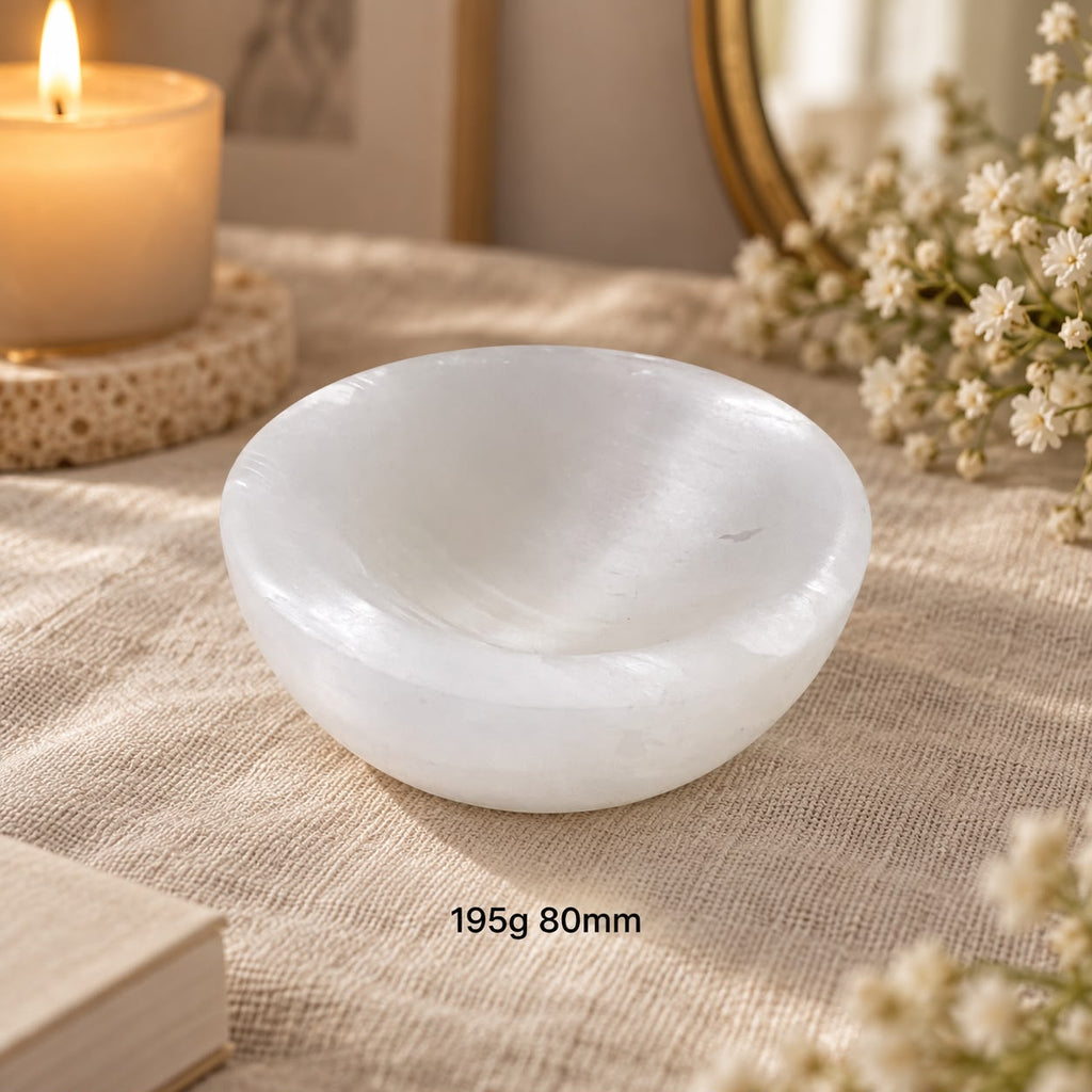 Selenite Cleansing/Charging Bowl 10cm (Morocco) Pre-coded & Activated