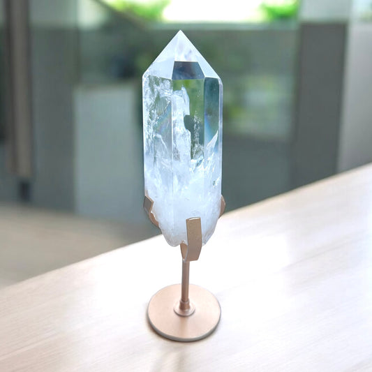 Clear Quartz Rainbow Tower with stand Premium Grade (Brazil)