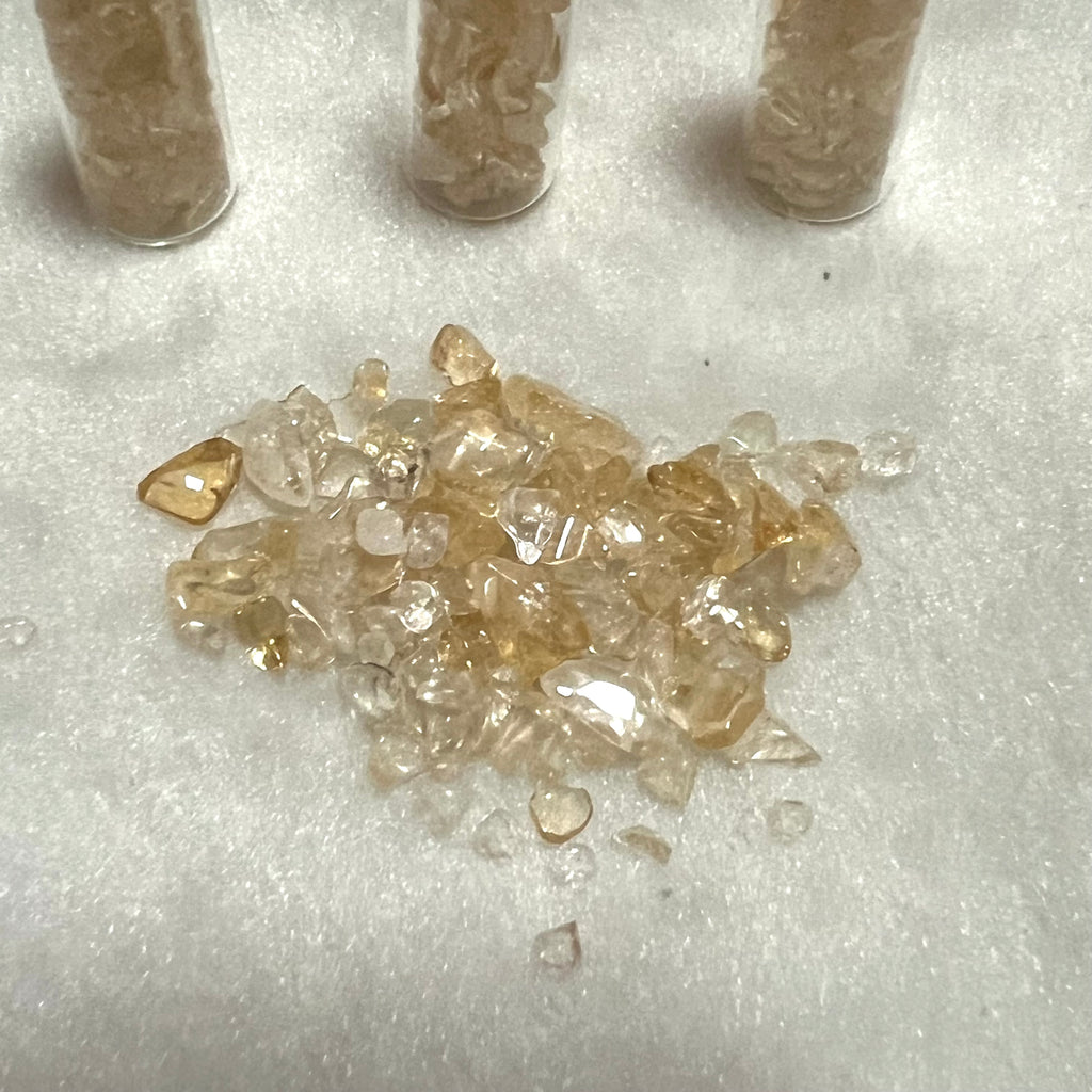 Citrine Small Chips in a mini glass bottle
