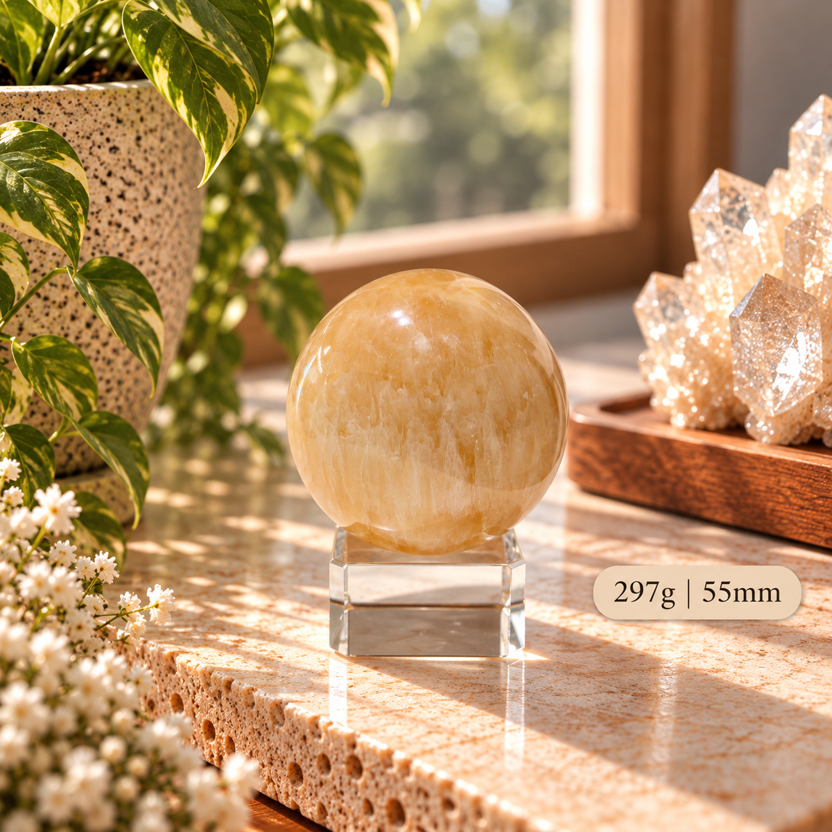 Golden Calcite Sphere (Wealth)