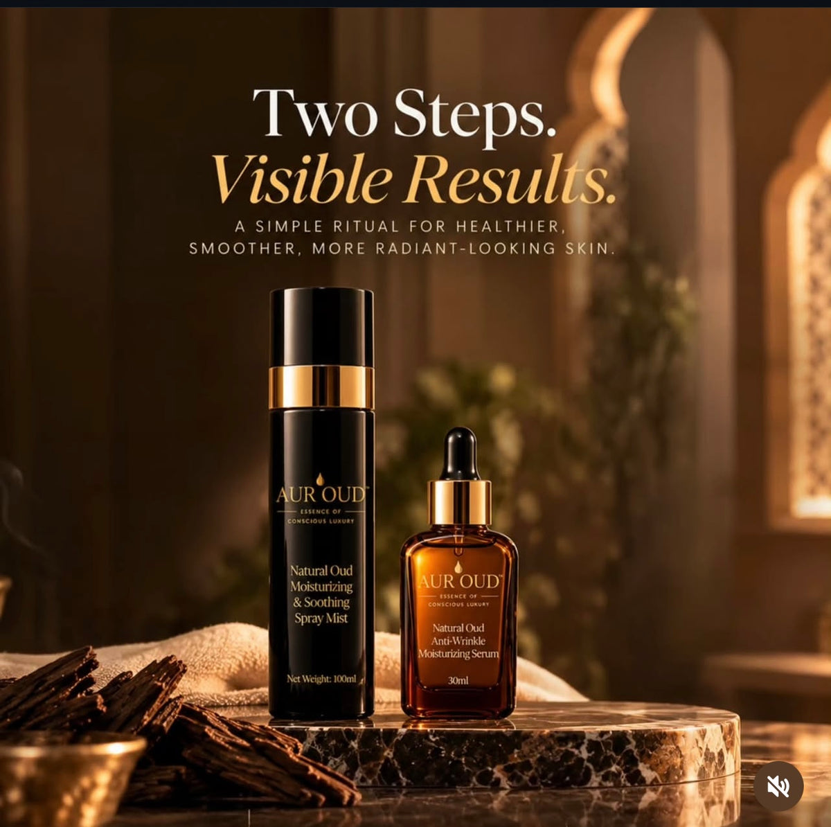 Aur'OUD Anti-Wrinkle Moisturizing Serum (Natural Agarwood OUD) and Spray Mist
