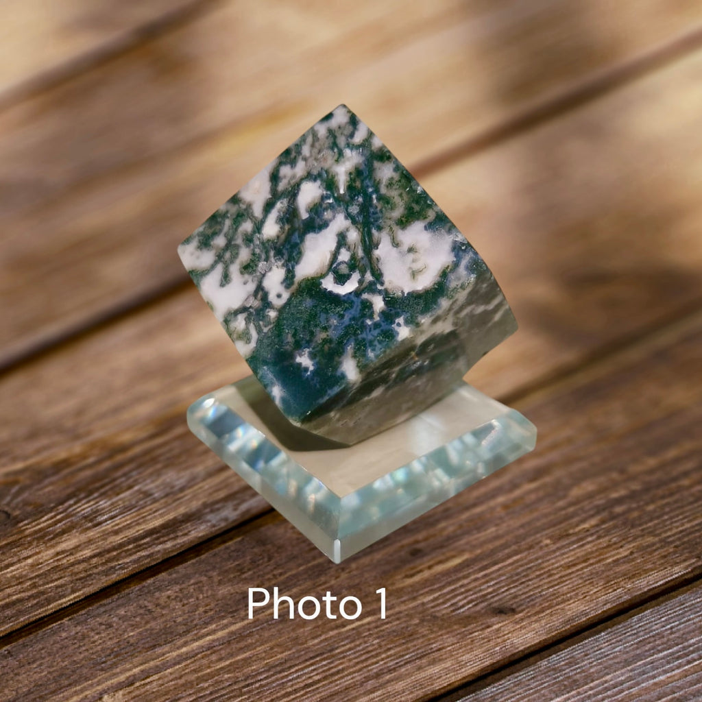 Moss Agate Money Grows Cubes 35mm (Pre-coded & Activated) Lightline Essentials