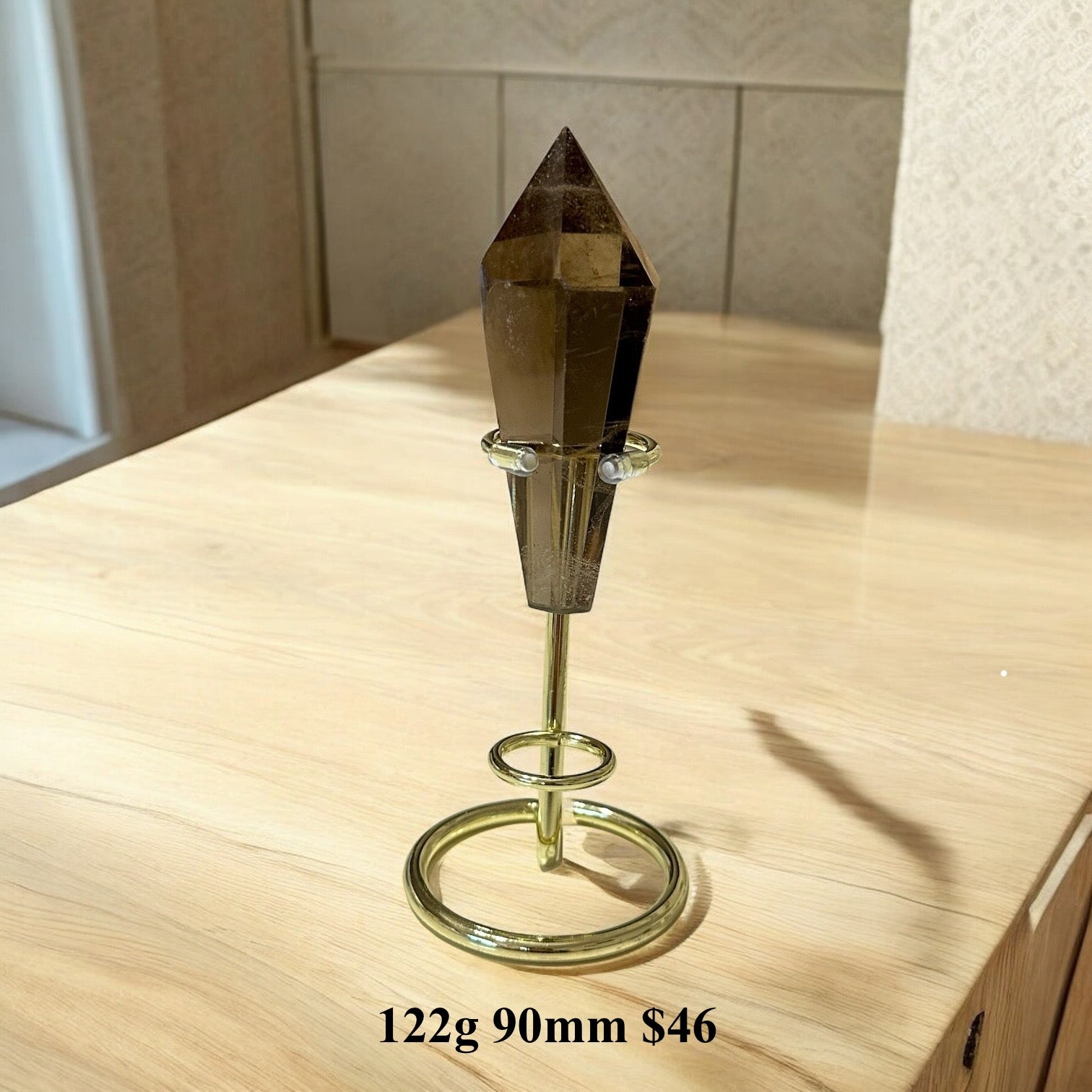 Smoky Quartz Sword of Protection (Brazil) with Stand (Pre-coded & Activated)