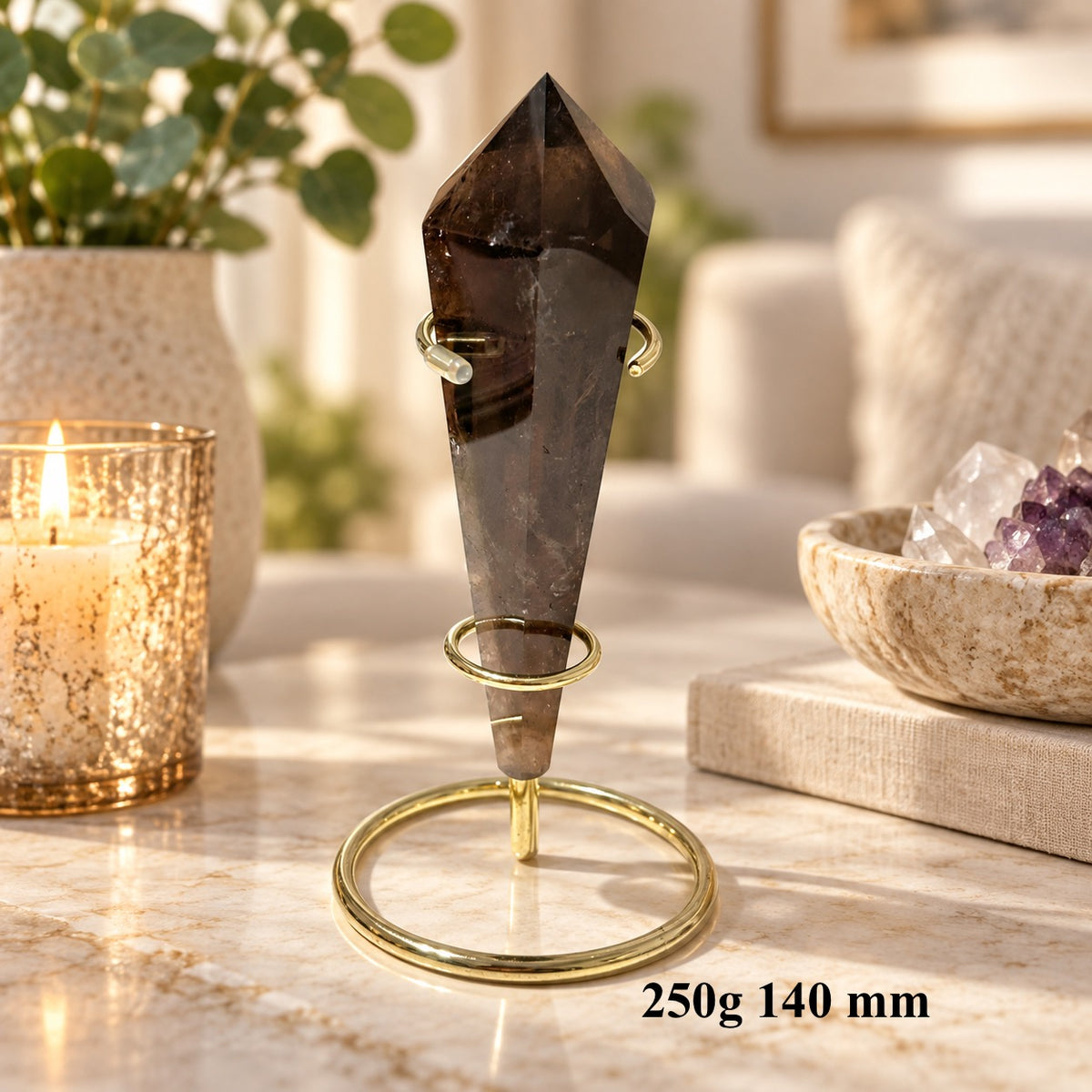 Smoky Quartz Sword of Light & Protection (Brazil) with Stand (Pre-coded & Activated)