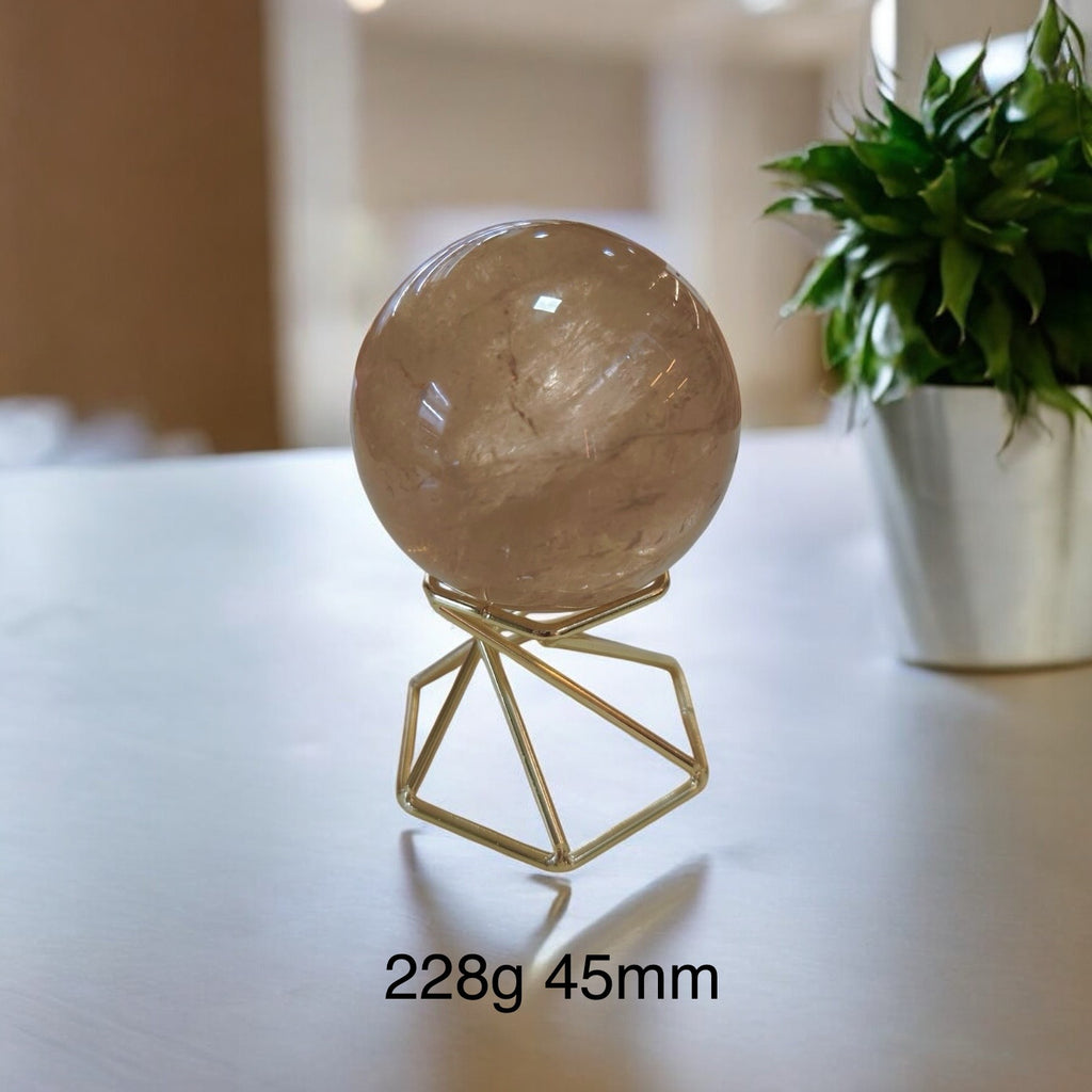 Natural Citrine Sphere with Geometric Stand (Brazil) AAAA GRADE (100% Natural, unheated, undyed) Pre-coded & Activated) Orb of Wealth