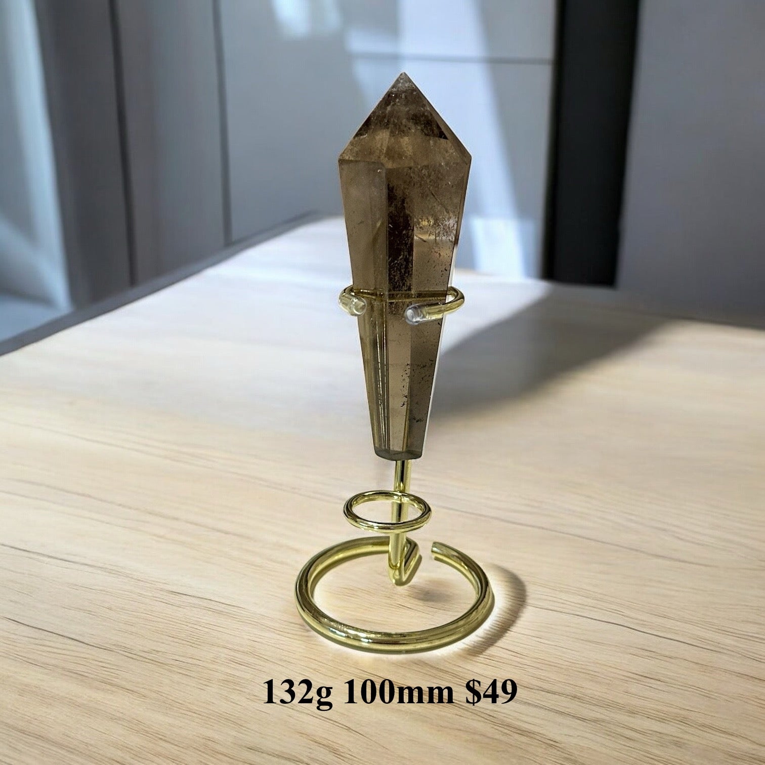 Smoky Quartz Sword of Protection (Brazil) with Stand (Pre-coded & Activated)