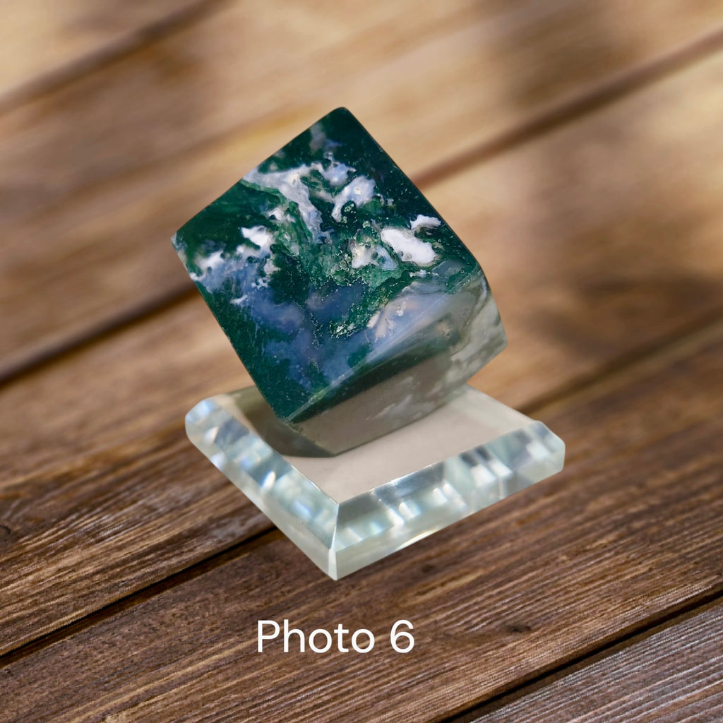 Moss Agate Money Grows Cubes 35mm (Pre-coded & Activated) Lightline Essentials