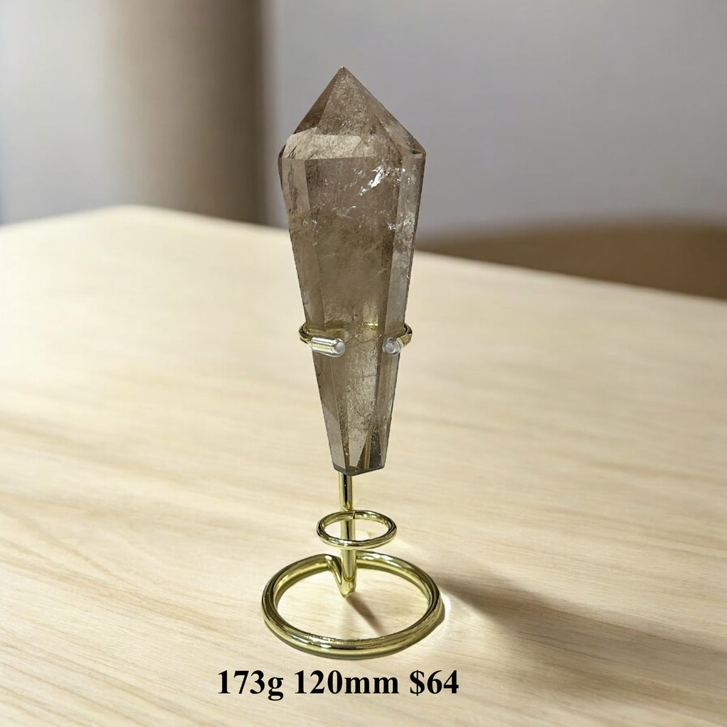 Smoky Quartz Sword of Protection (Brazil) with Stand (Pre-coded & Activated)