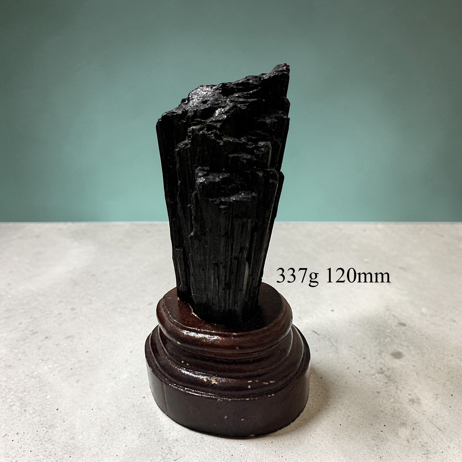 Black Tourmaline Raw with wooden stand (Large) Brazil AAA grade (Pre-activated) *