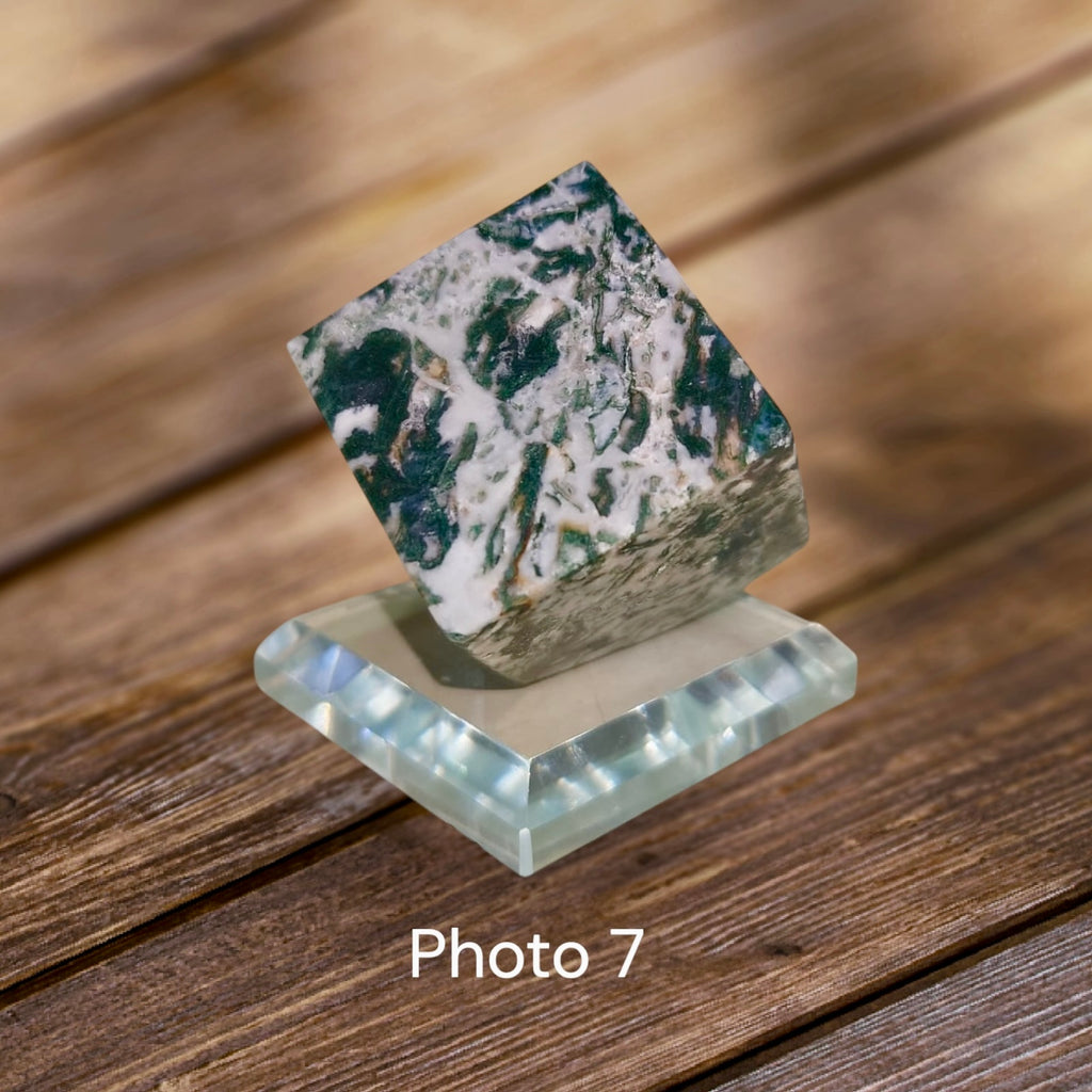 Moss Agate Money Grows Cubes 35mm (Pre-coded & Activated) Lightline Essentials
