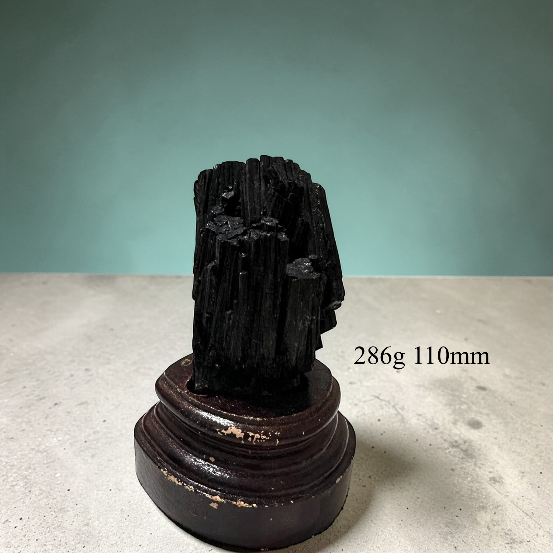 Black Tourmaline Raw with wooden stand (Large) Brazil AAA grade (Pre-activated) *