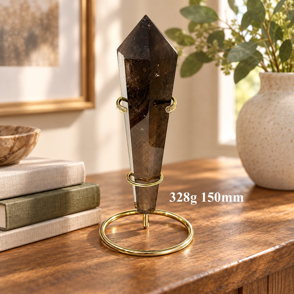 Smoky Quartz Sword of Light & Protection (Brazil) with Stand (Pre-coded & Activated)