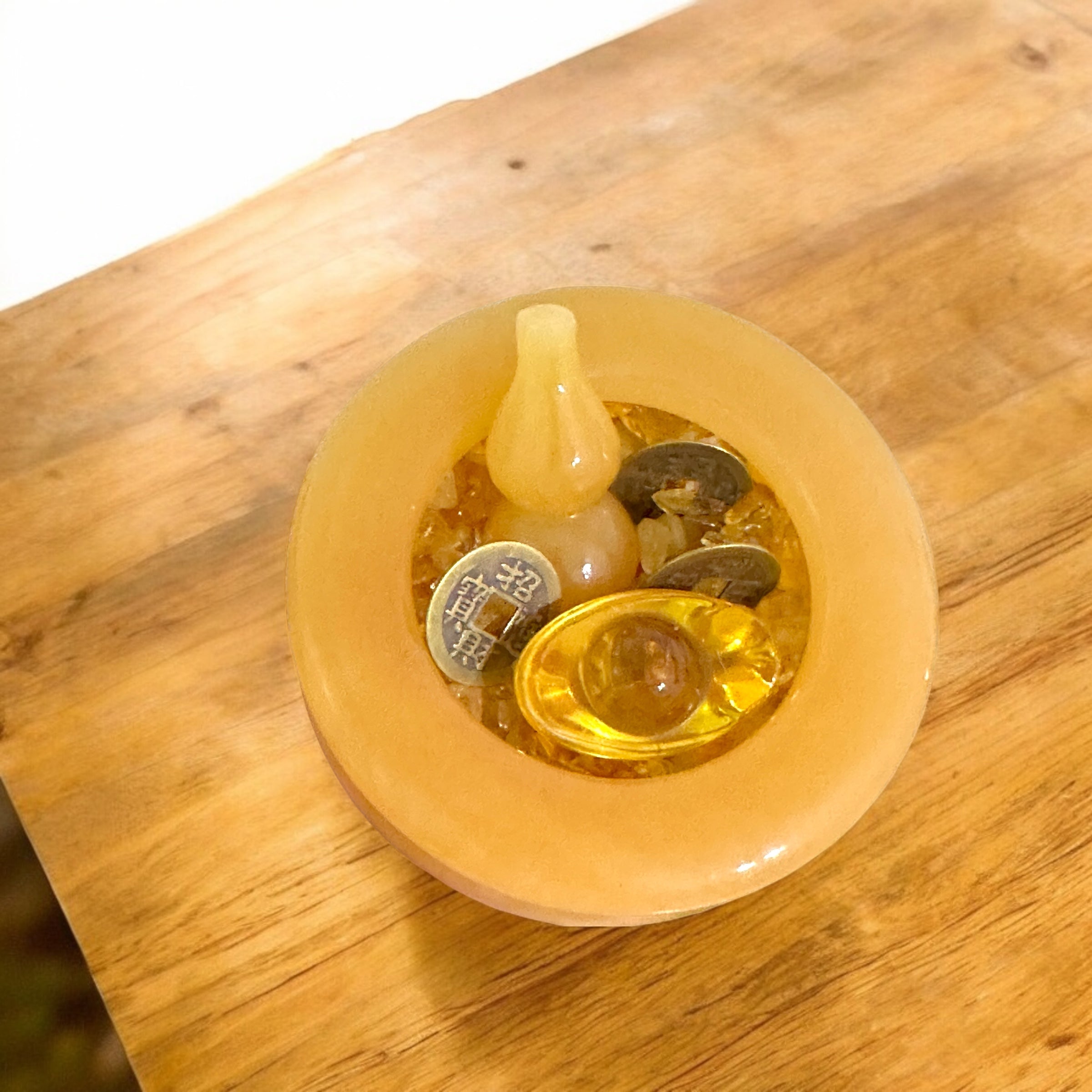 Golden Fortune Bowl Set (with Wu Lou, Ingot, Lucky Coins & High Grade Citrine Chips) Pre-coded & Activated by Audrey Aelthira