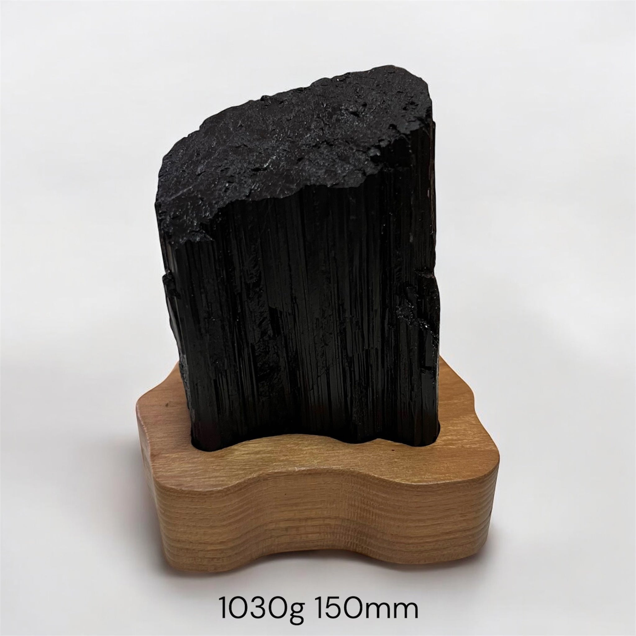 Black Tourmaline Raw with wooden stand (Large) Brazil AAA grade (Pre-activated)