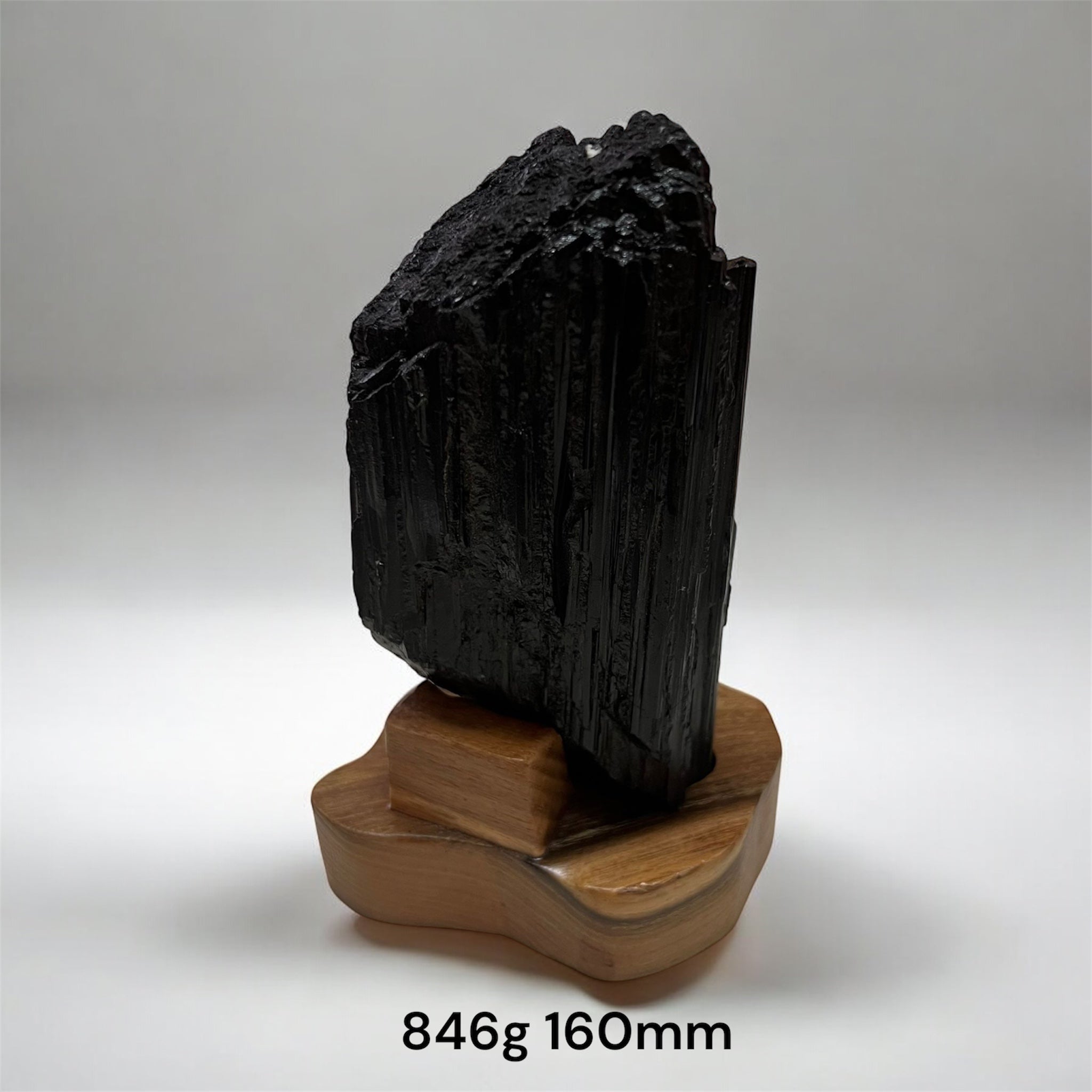 Black Tourmaline Raw with wooden stand (Large) Brazil AAA grade (Pre-activated)