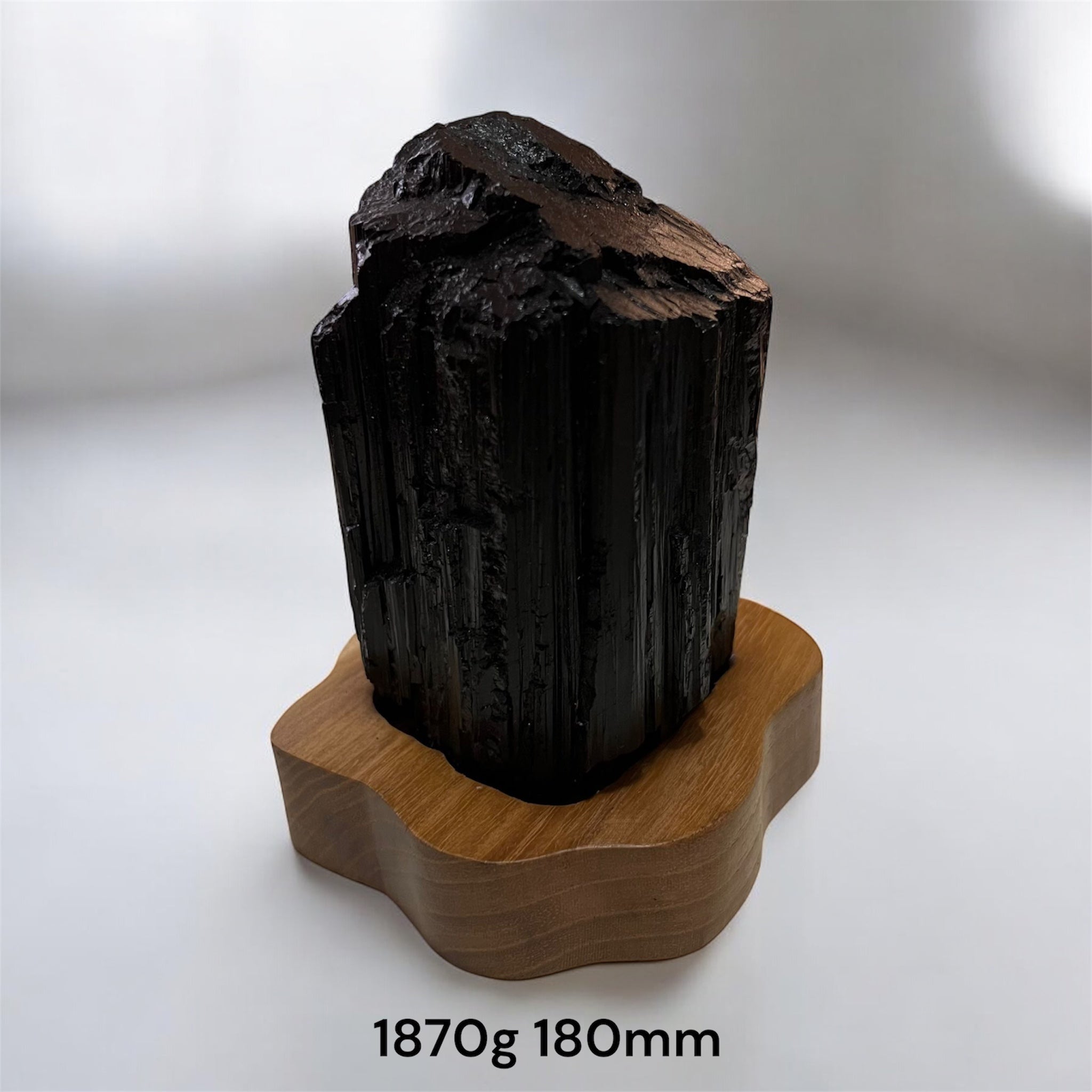 Black Tourmaline Raw with wooden stand (Large) Brazil AAA grade (Pre-activated)