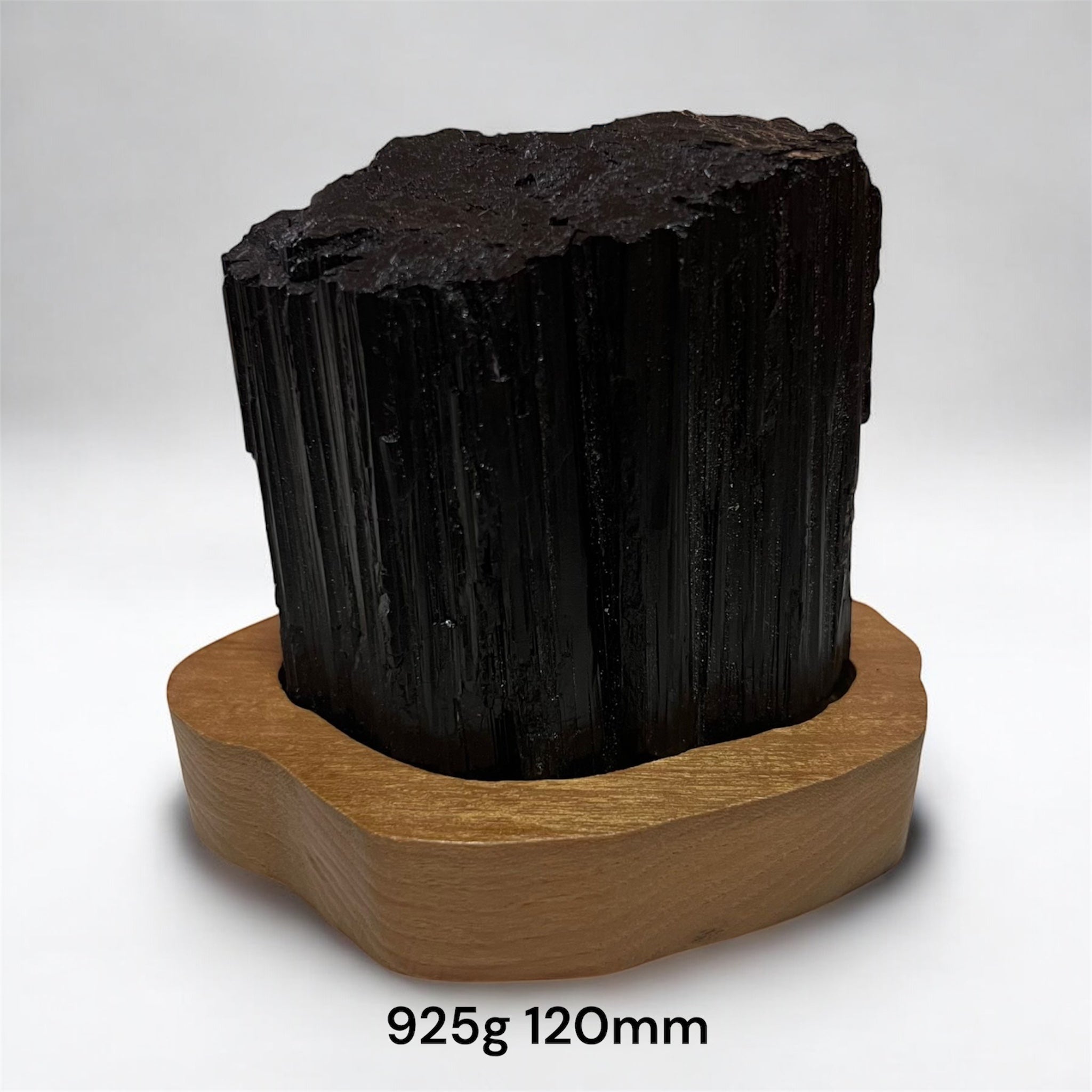 Black Tourmaline Raw with wooden stand (Large) Brazil AAA grade (Pre-activated)