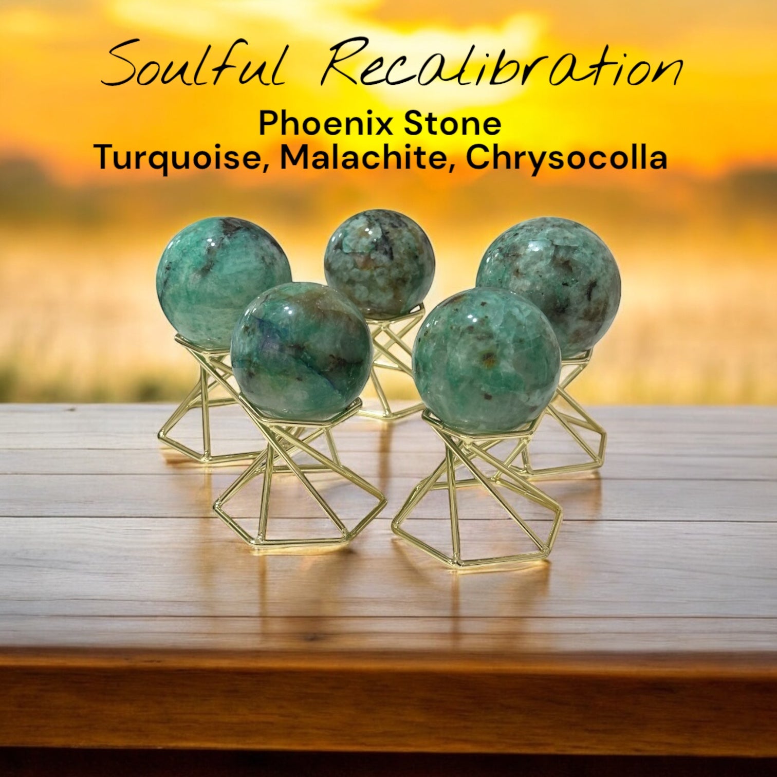 Phoenix Stone Spheres (Turquoise, Malachite, Chrysocolla) Pre-coded & Activated (Soulful Recalibration)
